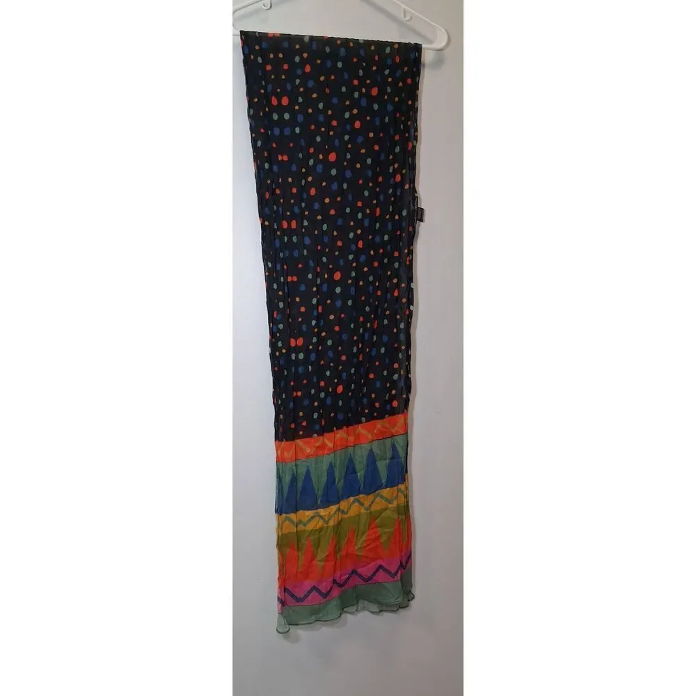 Gudrun sjoden womens long organic cotton scarf green orange black lightweight
